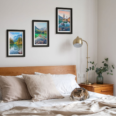 Set 3 tablouri Lacuri montane cu apă și peisaje naturale înconjurătoare