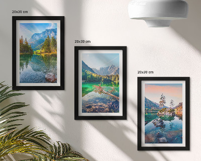 Set 3 tablouri Lacuri montane cu apă și peisaje naturale înconjurătoare