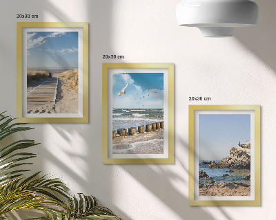 Galerie de perete Plajă cu alee de lemn, mare și stânci de pe litoral