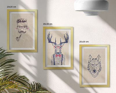 Set 3 tablouri Portrete elegante de animale și oameni