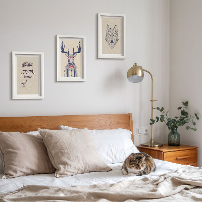 Set 3 tablouri Portrete elegante de animale și oameni