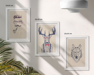 Set 3 tablouri Portrete elegante de animale și oameni