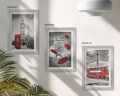 Galerie de perete vederi la Londra cu autobuz și umbrelă roșie