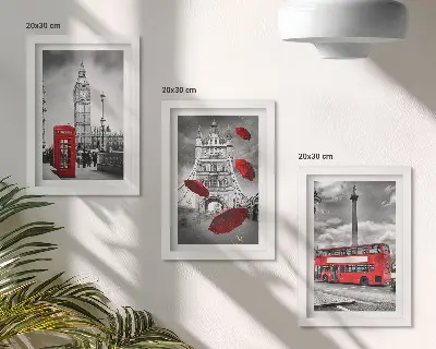 Galerie de perete vederi la Londra cu autobuz și umbrelă roșie