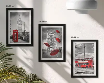 Galerie de perete vederi la Londra cu autobuz și umbrelă roșie