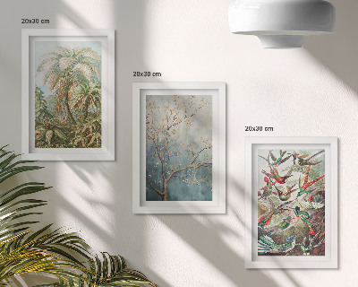 Set 3 tablouri Plante tropicale și păsări colorate în natură