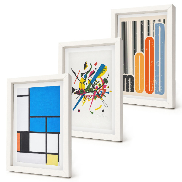 Set 3 tablouri Compoziții moderne abstracte cu forme geometrice