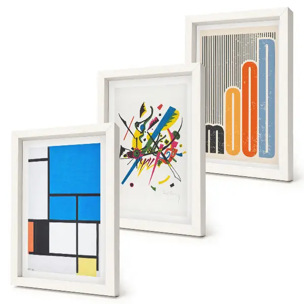 Set de 3 tablouri cu compoziții abstracte moderne și forme geometrice
