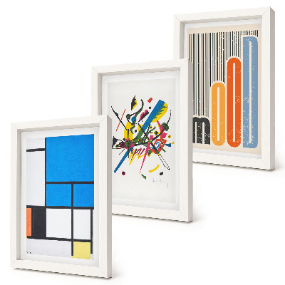Set 3 tablouri Compoziții moderne abstracte cu forme geometrice