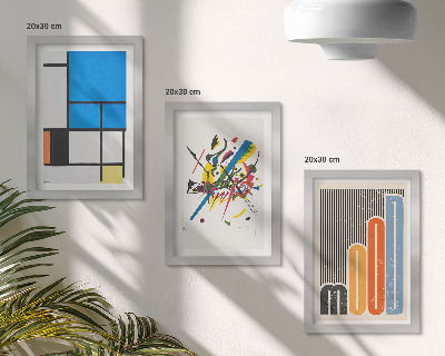 Set 3 tablouri Compoziții moderne abstracte cu forme geometrice