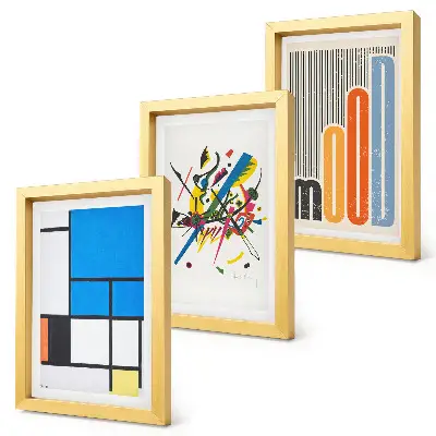 Set de 3 tablouri cu compoziții abstracte moderne și forme geometrice