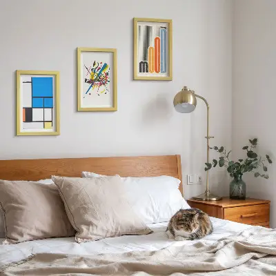 Set de 3 tablouri cu compoziții abstracte moderne și forme geometrice