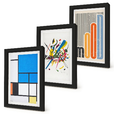 Set 3 tablouri Compoziții moderne abstracte cu forme geometrice