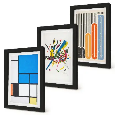 Set de 3 tablouri cu compoziții abstracte moderne și forme geometrice