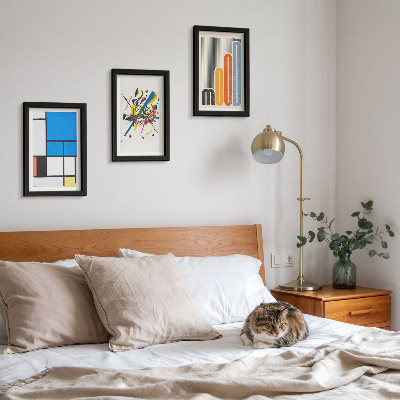 Set 3 tablouri Compoziții moderne abstracte cu forme geometrice