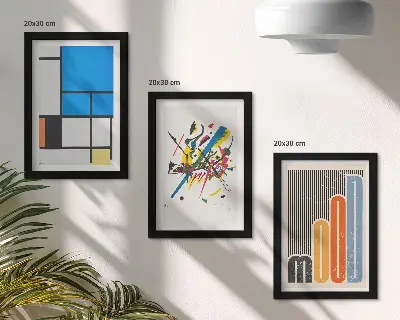 Set de 3 tablouri cu compoziții abstracte moderne și forme geometrice