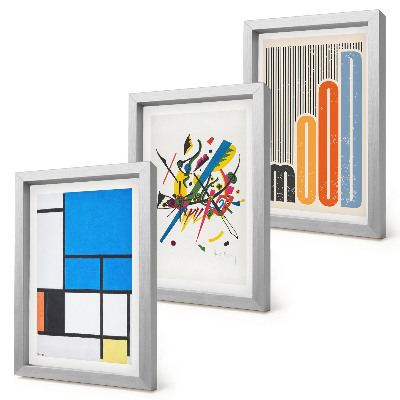 Set 3 tablouri Compoziții moderne abstracte cu forme geometrice