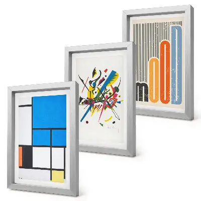 Set de 3 tablouri cu compoziții abstracte moderne și forme geometrice