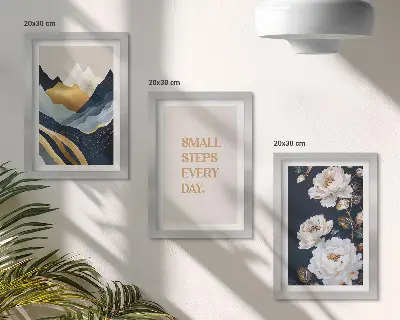 Galerie de perete cu flori abstracte de munte și litere inspirate