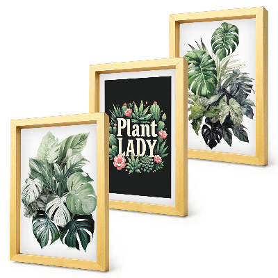 Galerie de perete Plante tropicale cu inscripția Plant Lady în verde