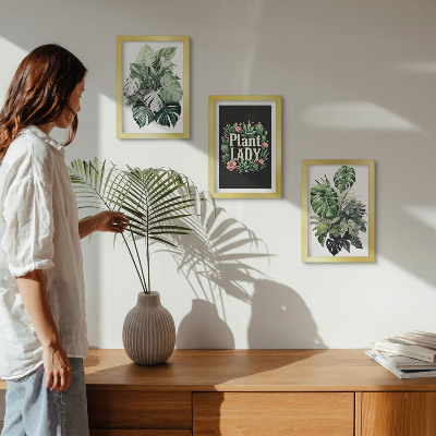 Galerie de perete Plante tropicale cu inscripția Plant Lady în verde