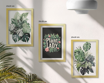 Galerie de perete Plante tropicale cu inscripția Plant Lady în verde