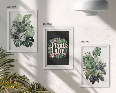 Galerie de perete Plante tropicale cu inscripția Plant Lady în verde