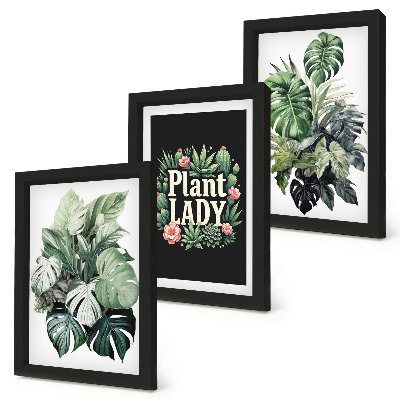 Galerie de perete Plante tropicale cu inscripția Plant Lady în verde