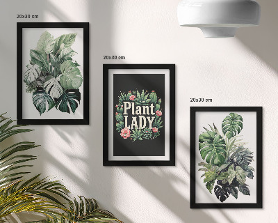 Galerie de perete Plante tropicale cu inscripția Plant Lady în verde