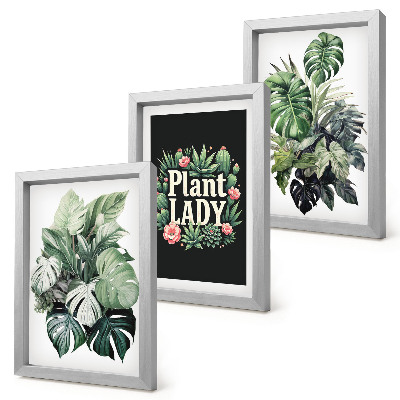 Galerie de perete Plante tropicale cu inscripția Plant Lady în verde