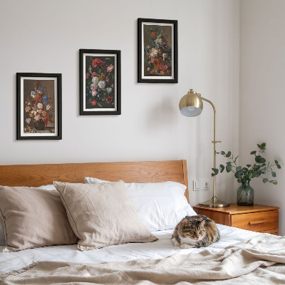 Set 3 tablouri Flori în vaze, diverse compoziții de plante vintage