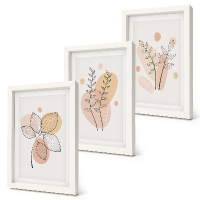 Galerie de perete Desene minimaliste cu plante în culori pastelate