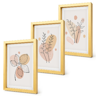 Galerie de perete Desene minimaliste cu plante în culori pastelate