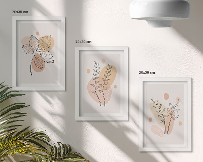 Galerie de perete Desene minimaliste cu plante în culori pastelate