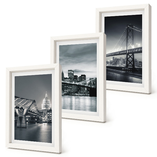 Set 3 tablouri Poduri și arhitectură urbană în nuanțe de gri