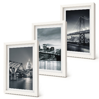 Set 3 tablouri Poduri și arhitectură urbană în nuanțe de gri