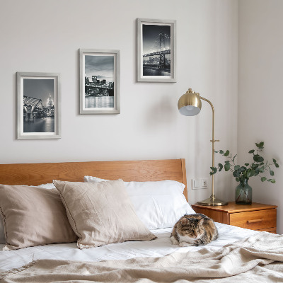 Set 3 tablouri Poduri și arhitectură urbană în nuanțe de gri