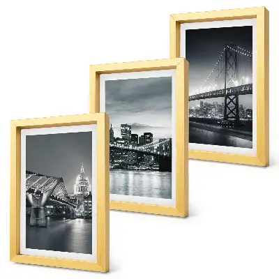 Set 3 tablouri cu poduri și arhitectură urbană în nuanțe de gri