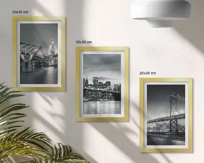 Set 3 tablouri cu poduri și arhitectură urbană în nuanțe de gri