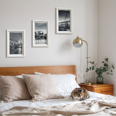 Set 3 tablouri Poduri și arhitectură urbană în nuanțe de gri