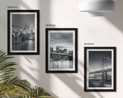 Set 3 tablouri Poduri și arhitectură urbană în nuanțe de gri