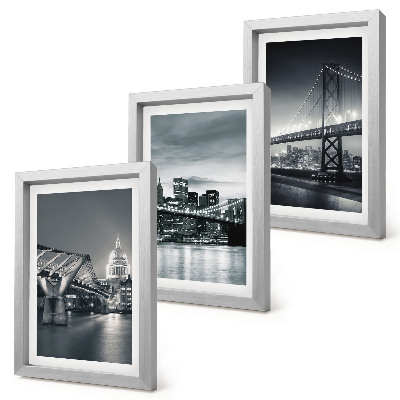 Set 3 tablouri Poduri și arhitectură urbană în nuanțe de gri