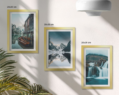Set 3 tablouri Peisaje montane cu cascadă și lac