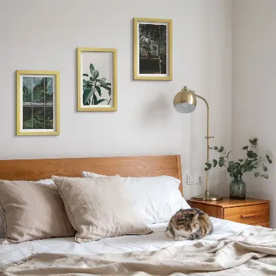 Galerie de perete cu frunze verzi pe fereastră și plante în interior