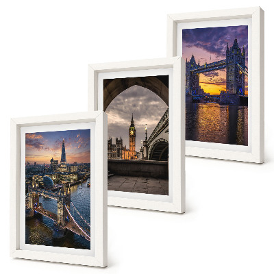 Set 3 tablouri Vederi ale orașului cu poduri și turnuri cu ceas