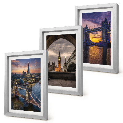 Set 3 tablouri Vederi ale orașului cu poduri și turnuri cu ceas