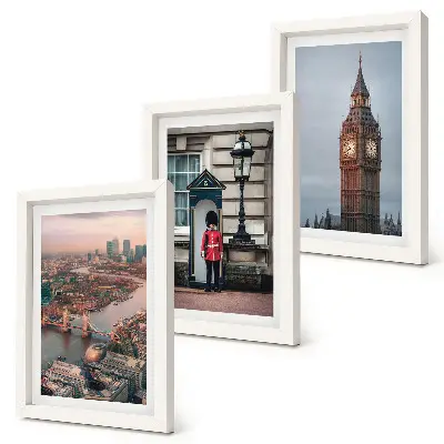 Set 3 tablouri cu vederi ale Londrei, podul Big Ben și garda regală