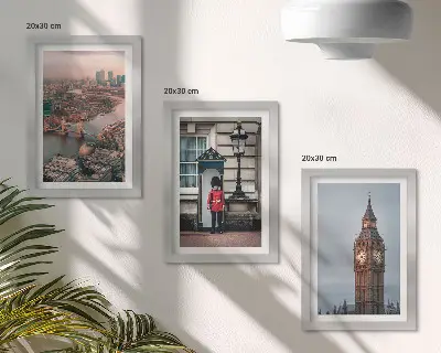 Set 3 tablouri cu vederi ale Londrei, podul Big Ben și garda regală