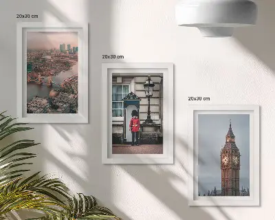 Set 3 tablouri cu vederi ale Londrei, podul Big Ben și garda regală