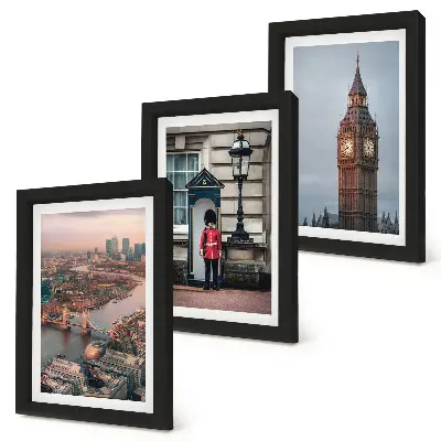 Set 3 tablouri cu vederi ale Londrei, podul Big Ben și garda regală